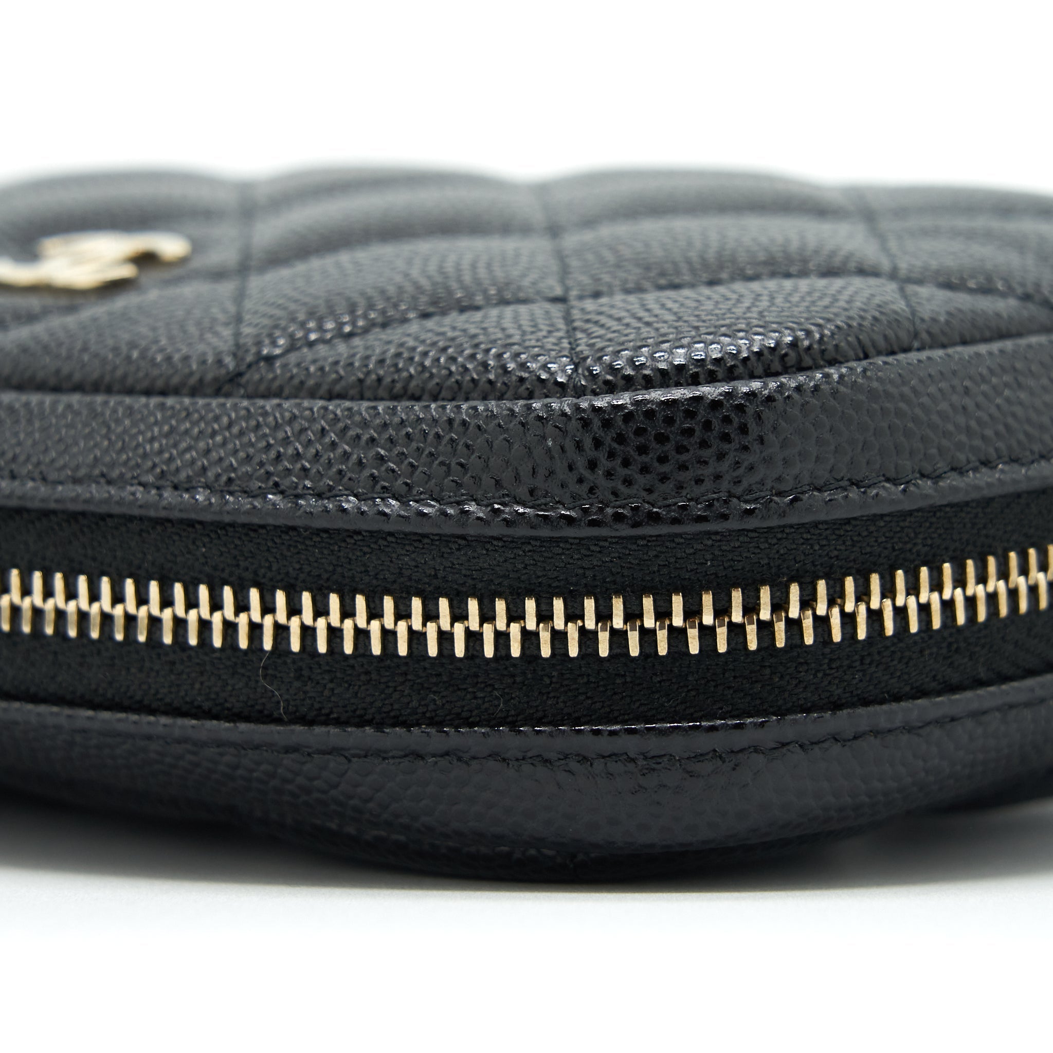 CHANEL SMALL ZIPPER VANITY POUCH CAVIAR BLACK LGHW
