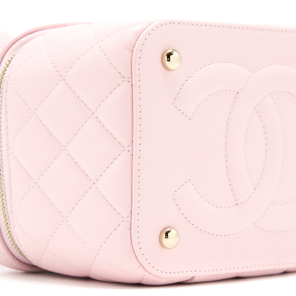 CHANEL 22S TOP HANDLE VANITY BAG CAVIAR LIGHT PINK LGHW (MICROCHIP)
