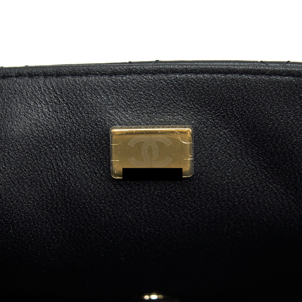 CHANEL MINI SQUARE FLAP BAG LAMBSKIN BLACK LGHW (MICROCHIP)