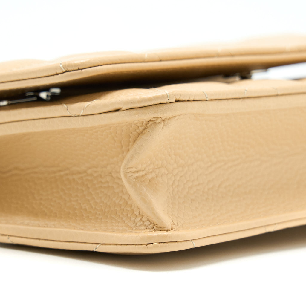 CHANEL CLASSIC WALLET ON CHAIN CAVIAR BEIGE SHW (MICROCHIP)