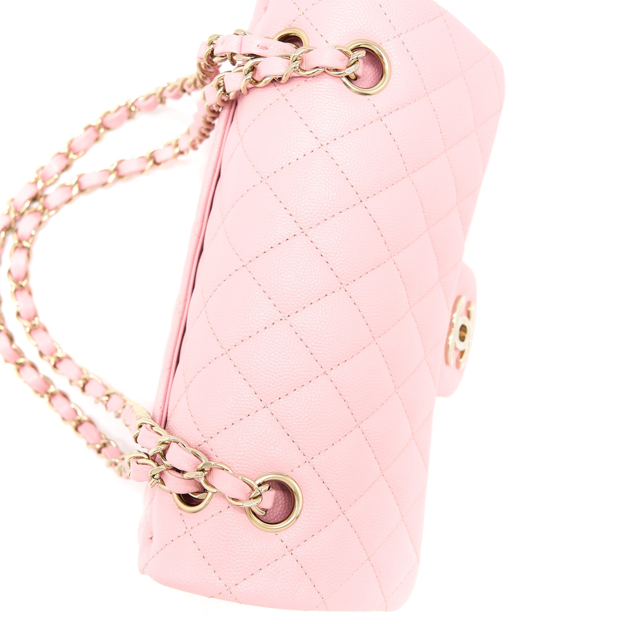 CHANEL 22C SMALL CLASSIC DOUBLE FLAP BAG CAVIAR PINK LGHW (MICROCHIP)