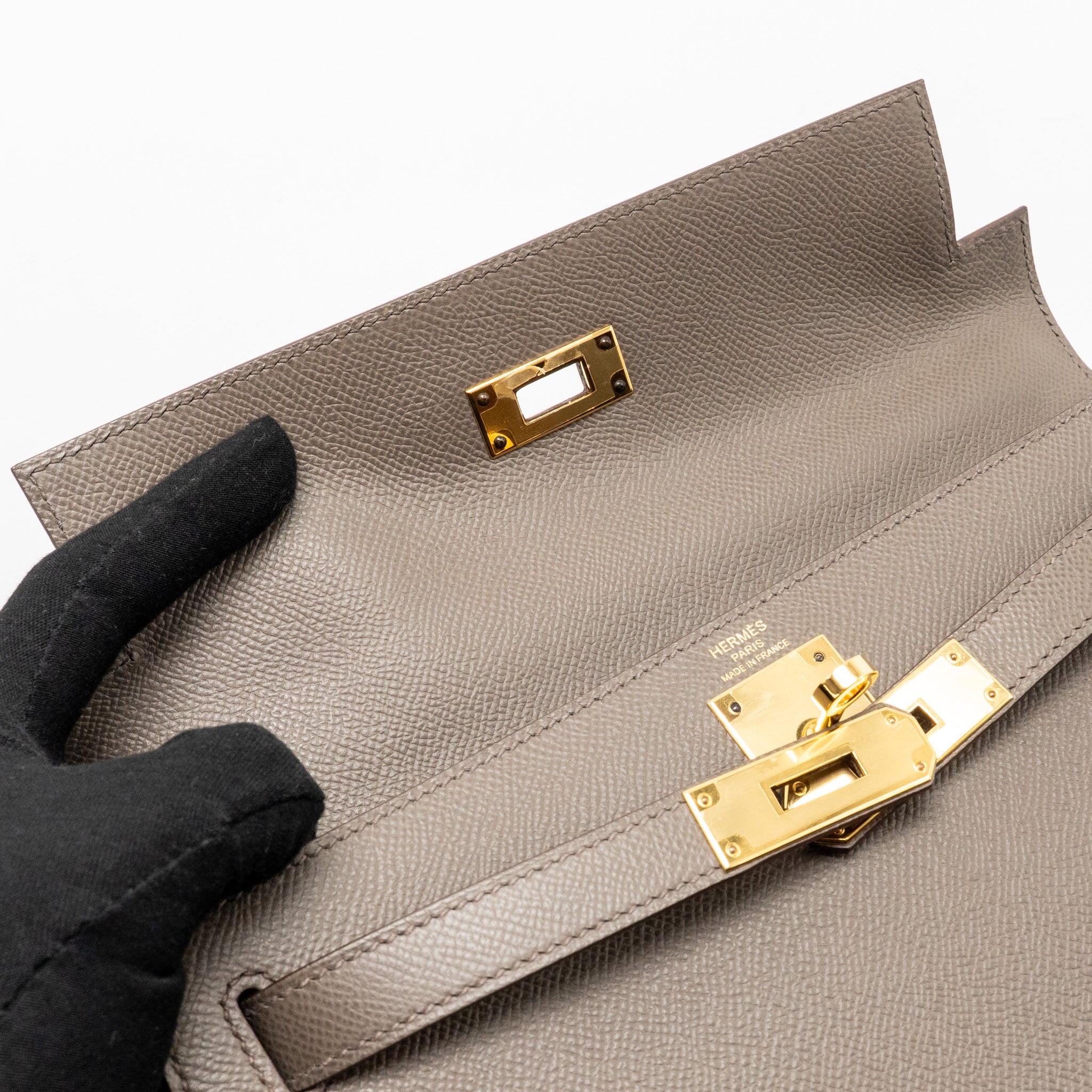HERMES KELLY 28 EPSOM GRIS ETAIN GHW
