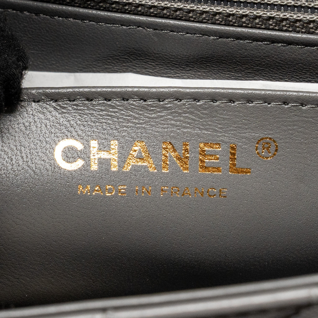 CHANEL MINI RECTANGULAR FLAP BAG LAMBSKIN GREY LGHW (MICROCHIP)