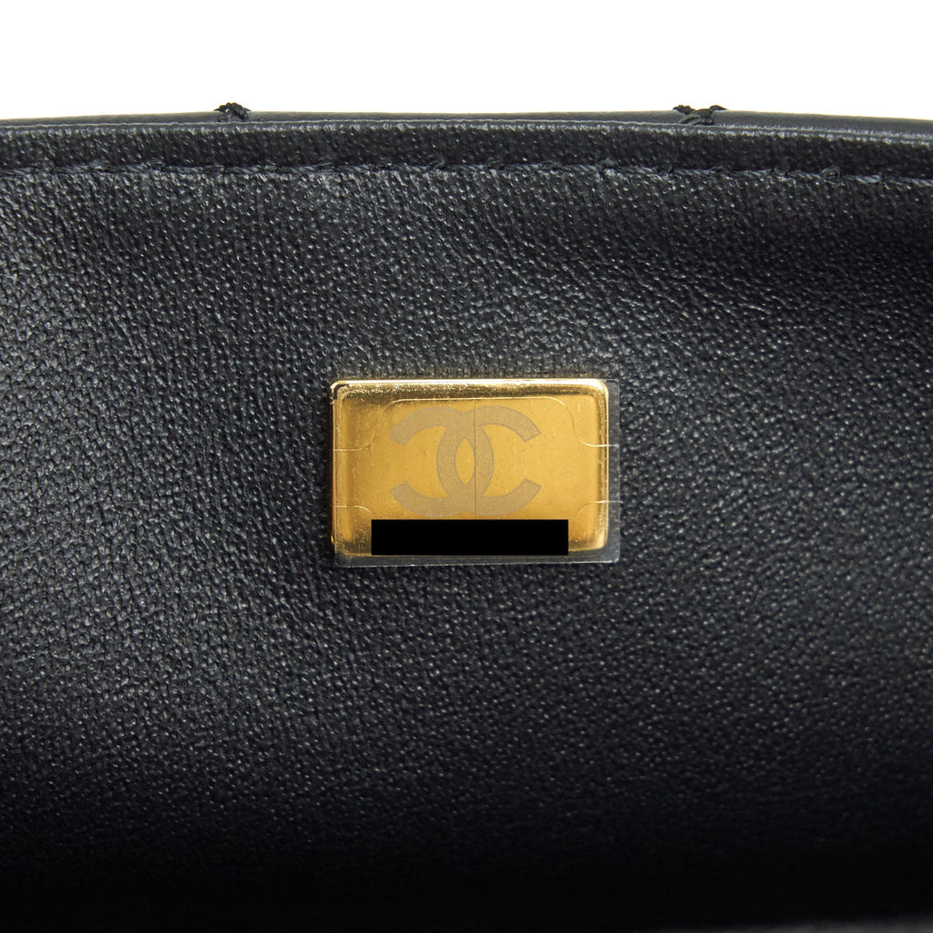 CHANEL MINI 2.55 REISSUE FLAP BAG AGED CALFSKIN BLACK BRUSHED GHW (MICROCHIP)