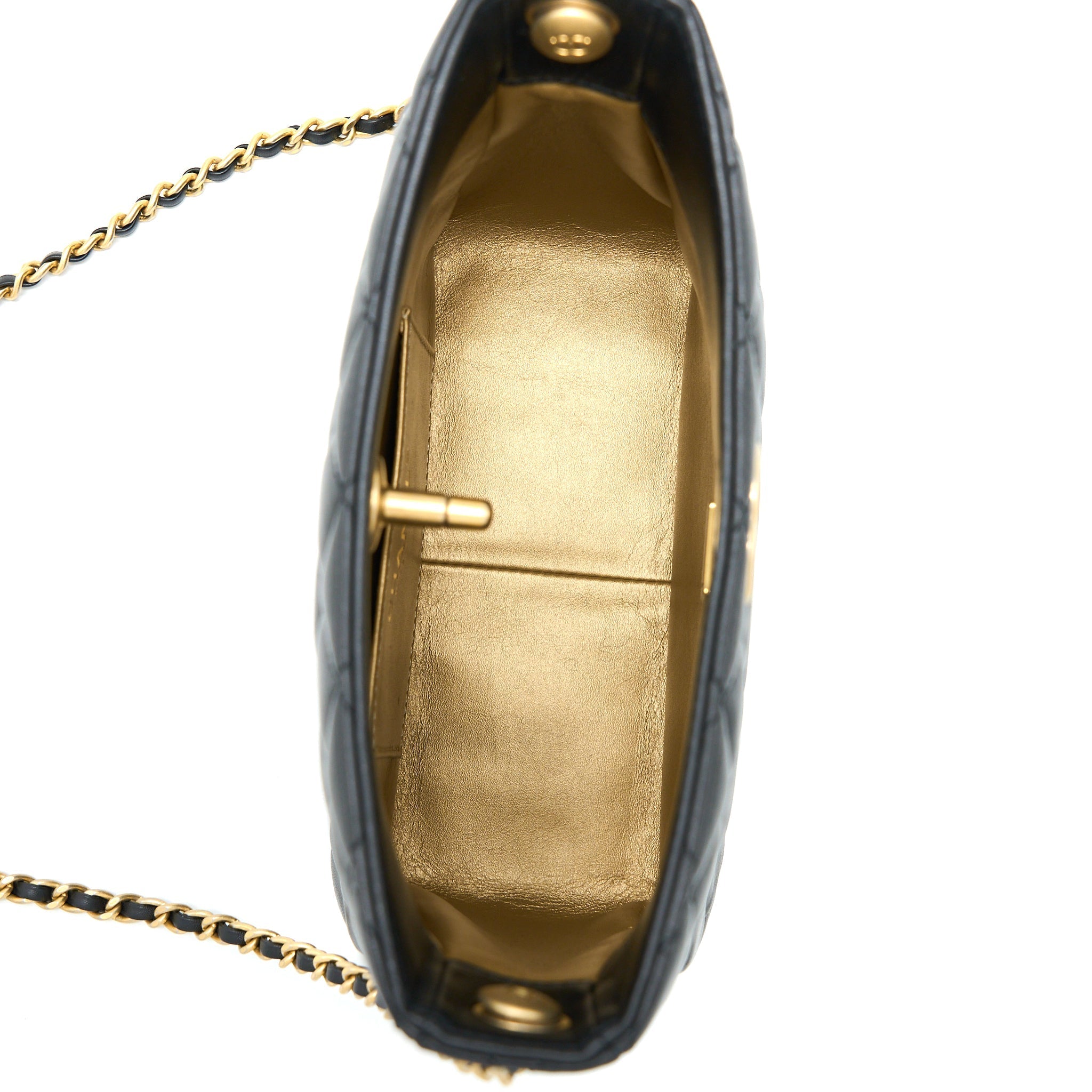 CHANEL PEARL CRUSH HOBO BAG LAMBSKIN BLACK GHW (MICROCHIP)