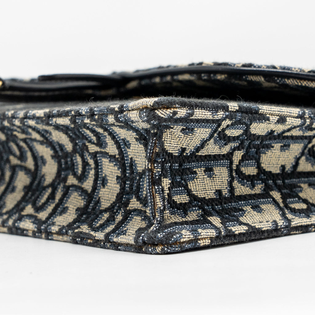 DIOR SADDLE POUCH DIOR OBLIQUE CANVAS BLUE GHW