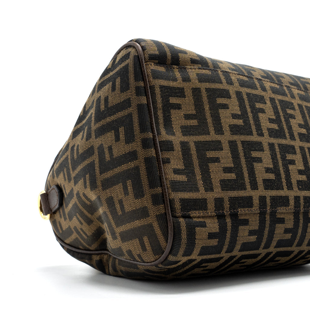 FENDI BOSTON BAG FF JACQUARD FABRIC BROWN GHW