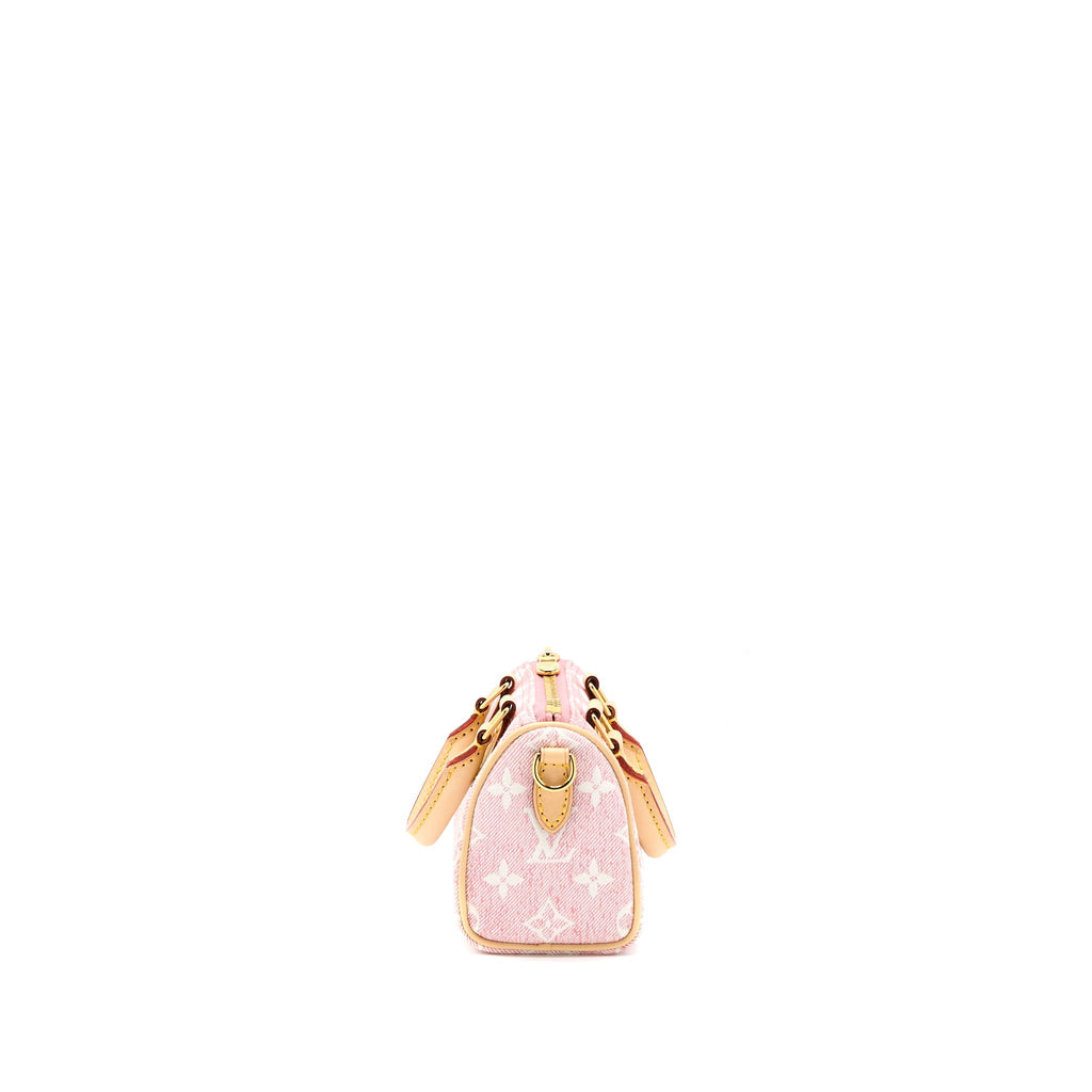 LOUIS VUITTON NANO SPEEDY DENIM MONOGRAM PINK GHW