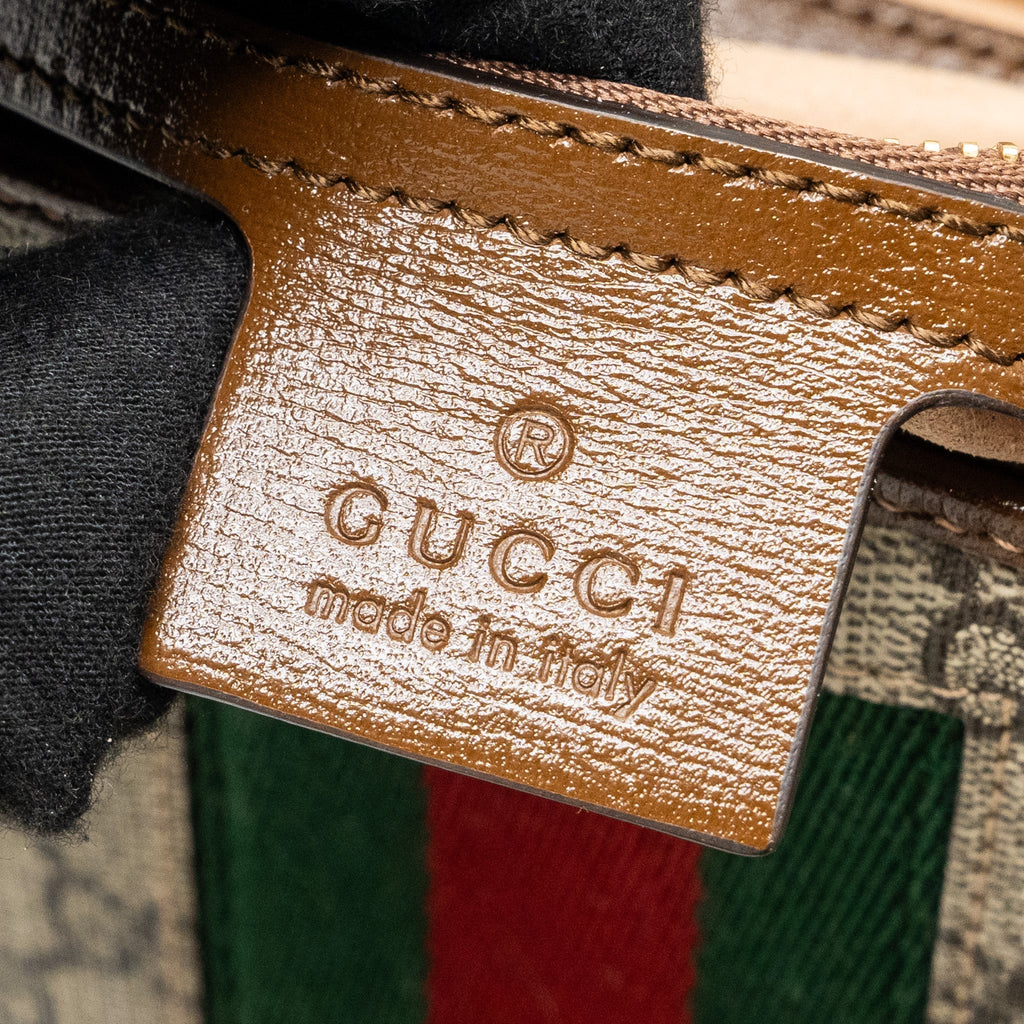 GUCCI JACKIE 1961 SMALL SHOULDER BAG GG SUPREME CANVAS/CALFSKIN BROWN/MULTICOLOUR GHW