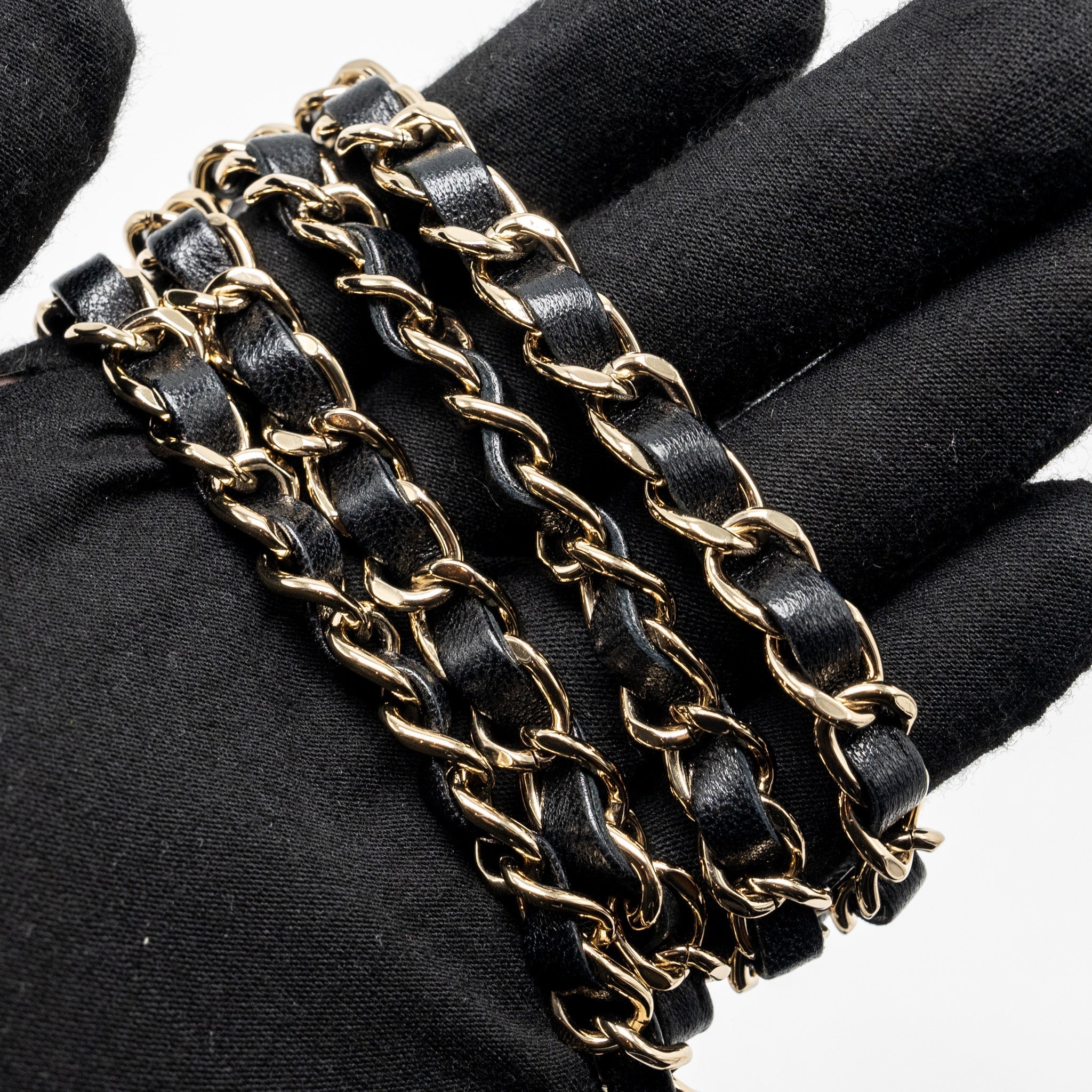 CHANEL CRYSTAL DETAILED TOP HANDLE FLAP BAG LAMBSKIN BLACK GHW (MICROCHIP)