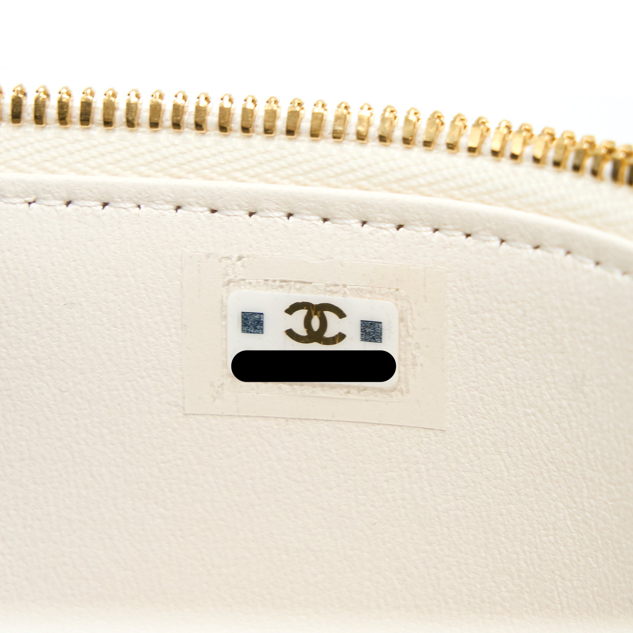 CHANEL COCO LETTER LONG VANITY WITH CHAIN LAMBSKIN WHITE GHW