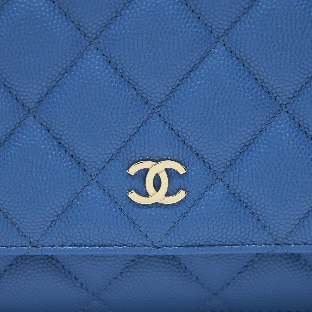 CHANEL CLASSIC WALLET ON CHAIN CAVIAR LIGHT BLUE LGHW