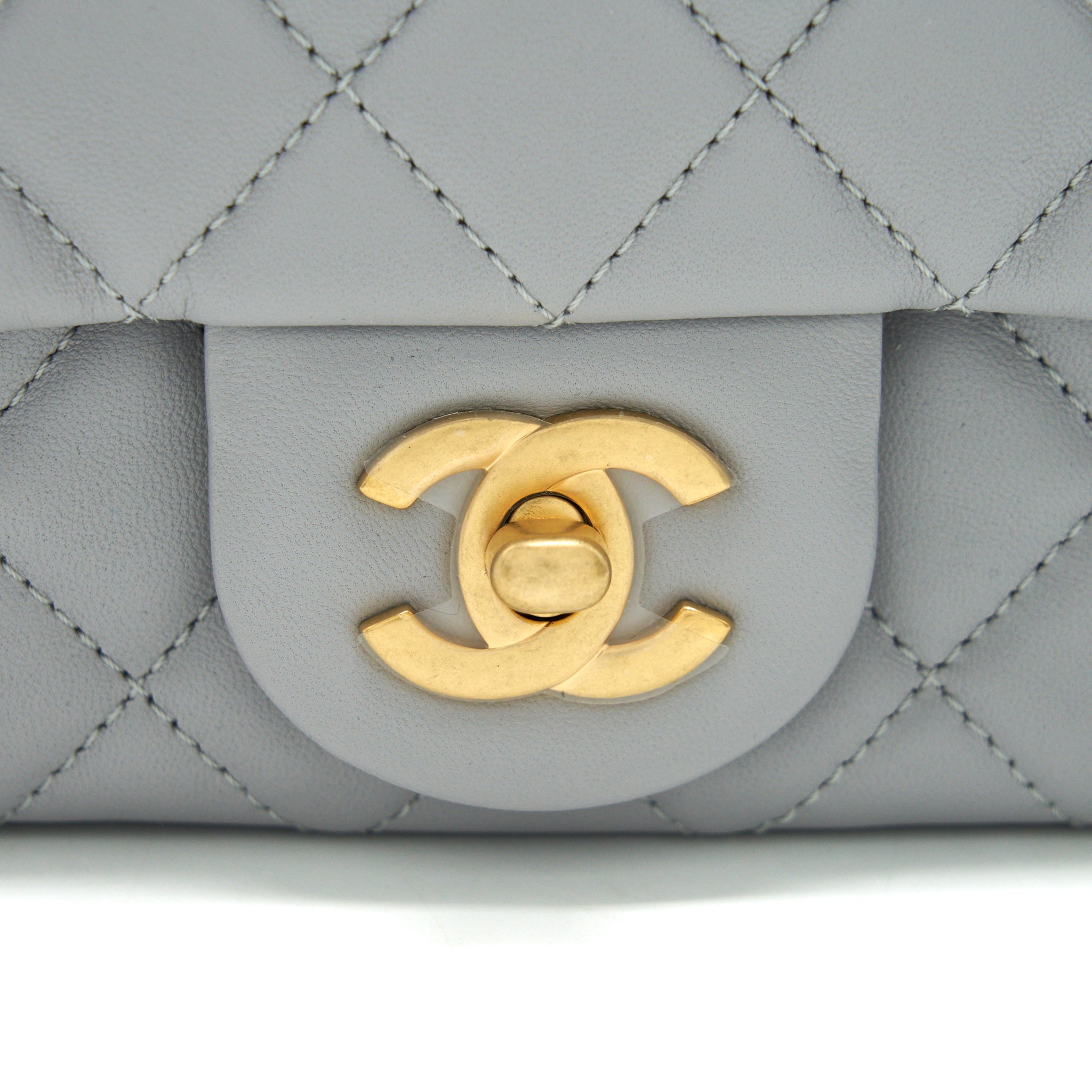 CHANEL 21B PEARL CRUSH MINI SQUARE FLAP BAG GREY GHW