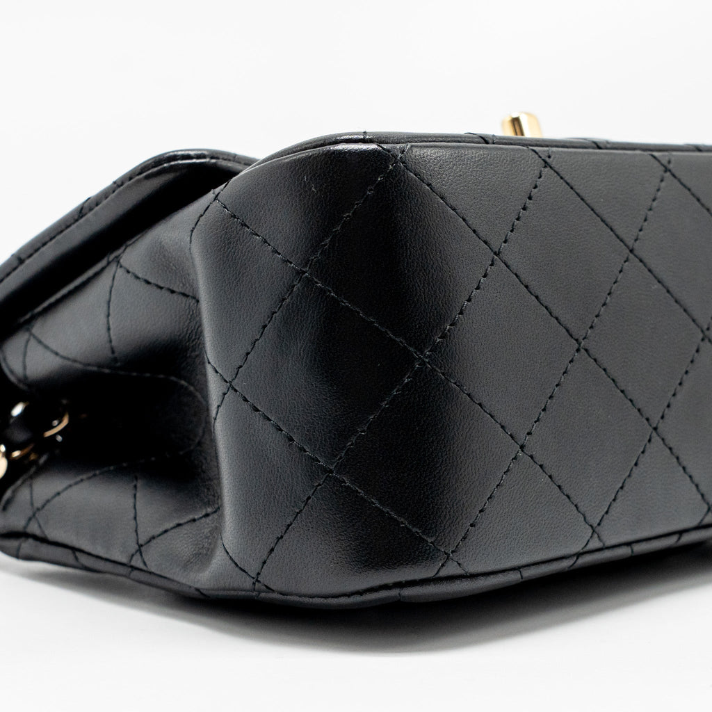 CHANEL MINI SQUARE FLAP BAG LAMBSKIN BLACK GHW
