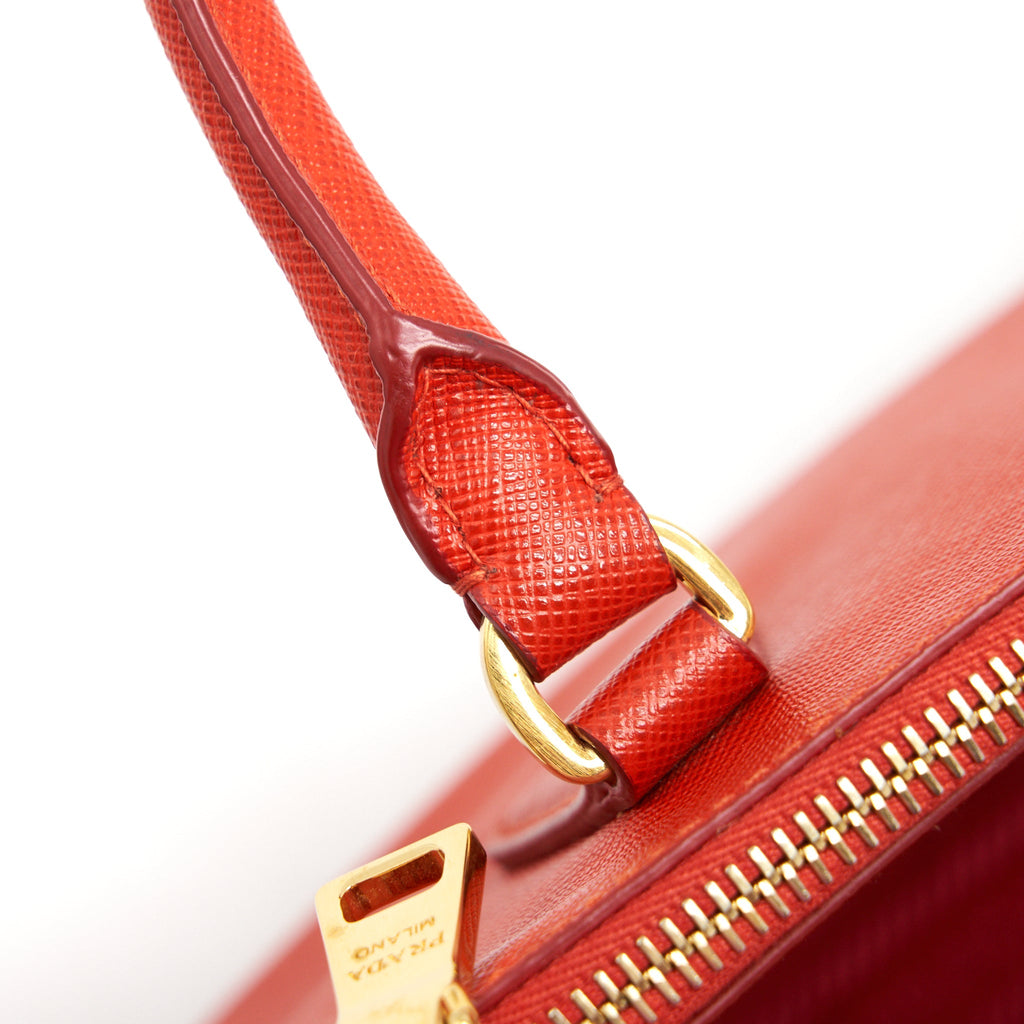 PRADA TOP HANDLE /CROSSBODY TOTE BAG SAFFIANO RED GHW