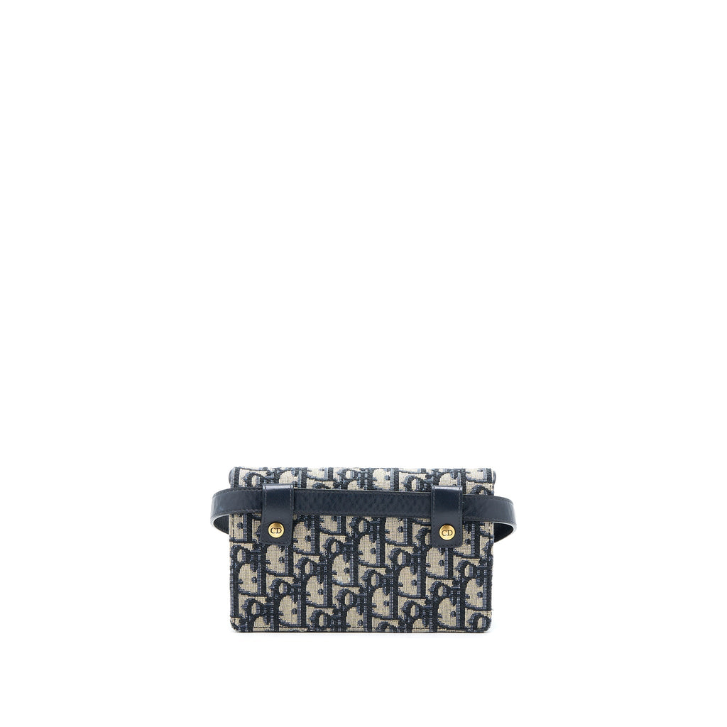 DIOR SADDLE BELT POUCH BLUE OBLIQUE JACQUARD GHW