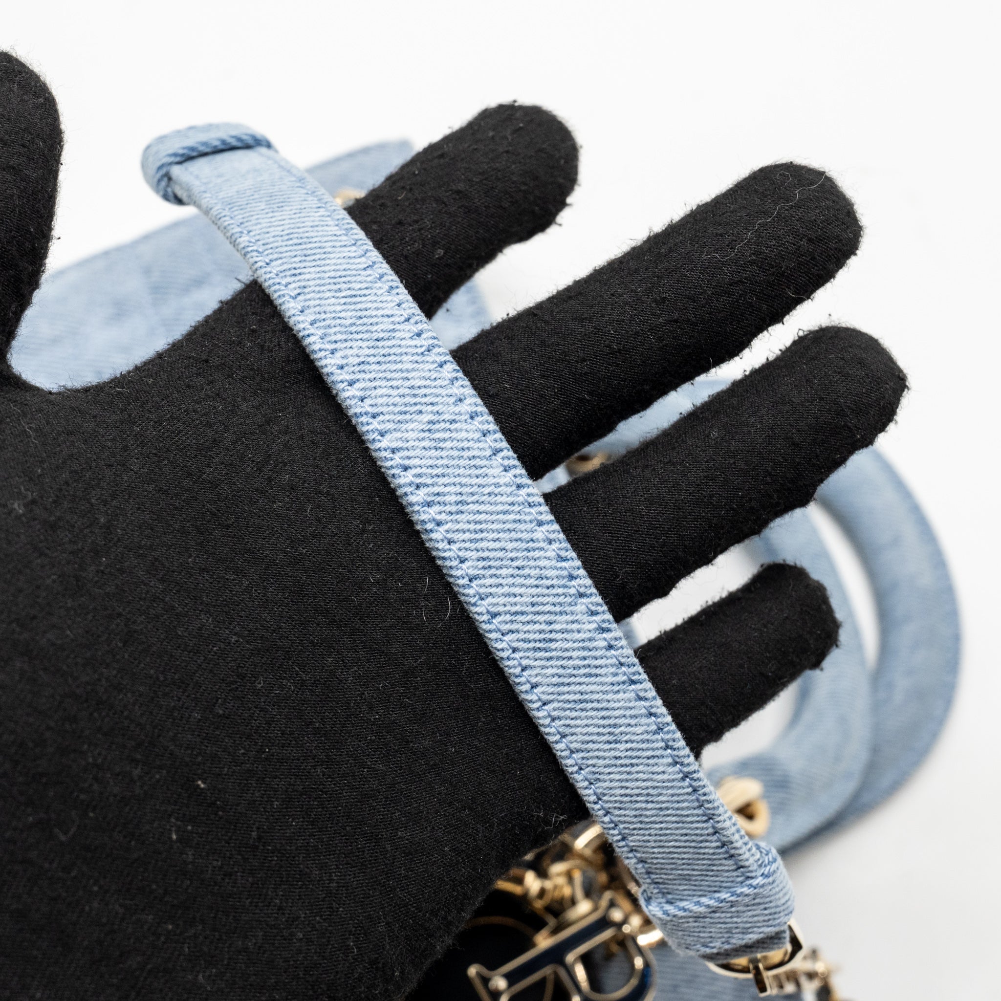DIOR MEDIUM LADY D-JOY BAG DENIM BLUE LGHW