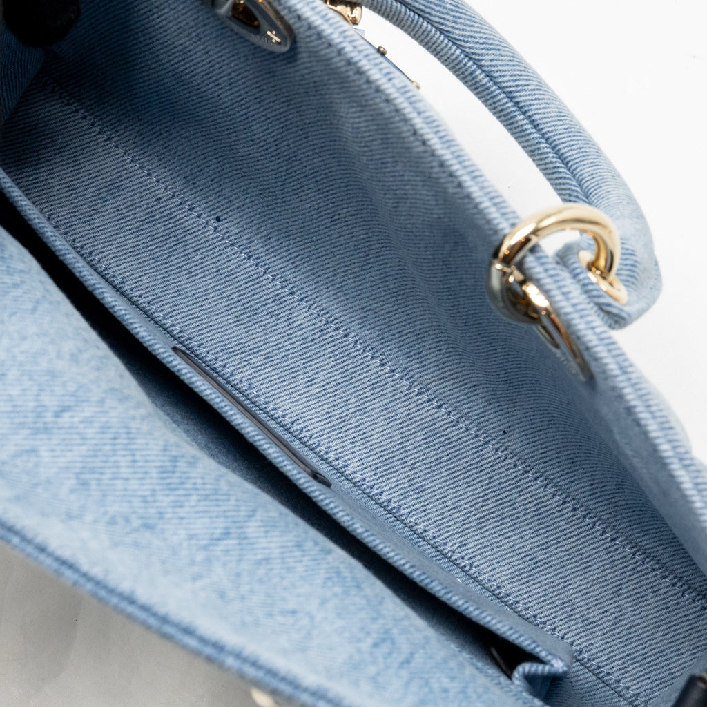 DIOR MEDIUM LADY D-JOY BAG DENIM BLUE LGHW