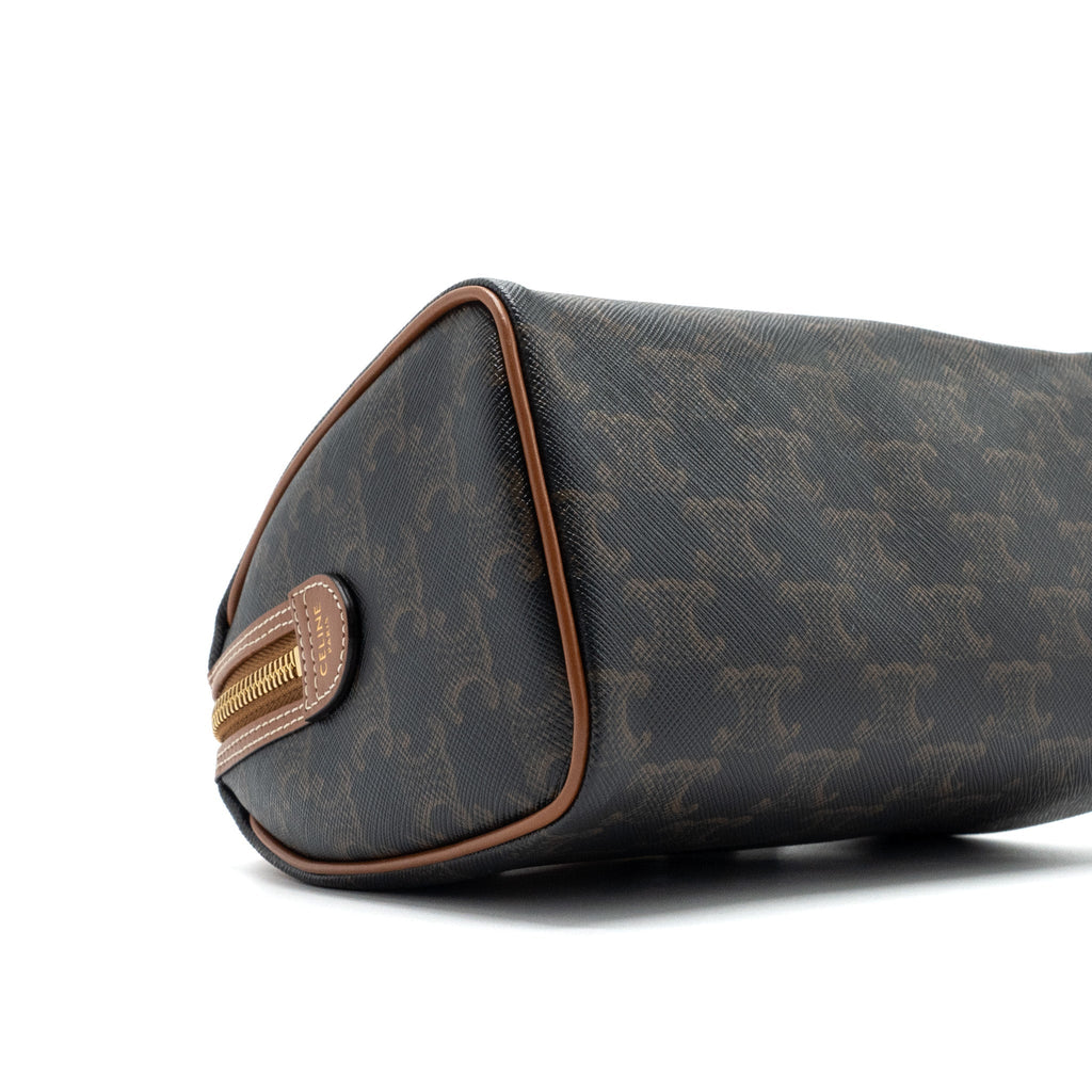 CELINE SMALL BOSTON BAG TRIOMPHE CANVAS/CALFSKIN TAN GHW