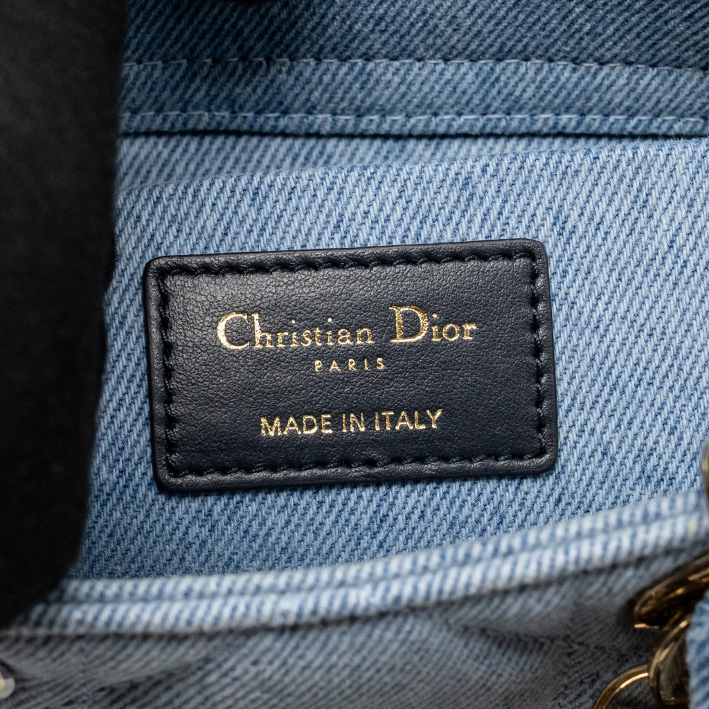 DIOR MEDIUM LADY D-JOY BAG DENIM BLUE LGHW