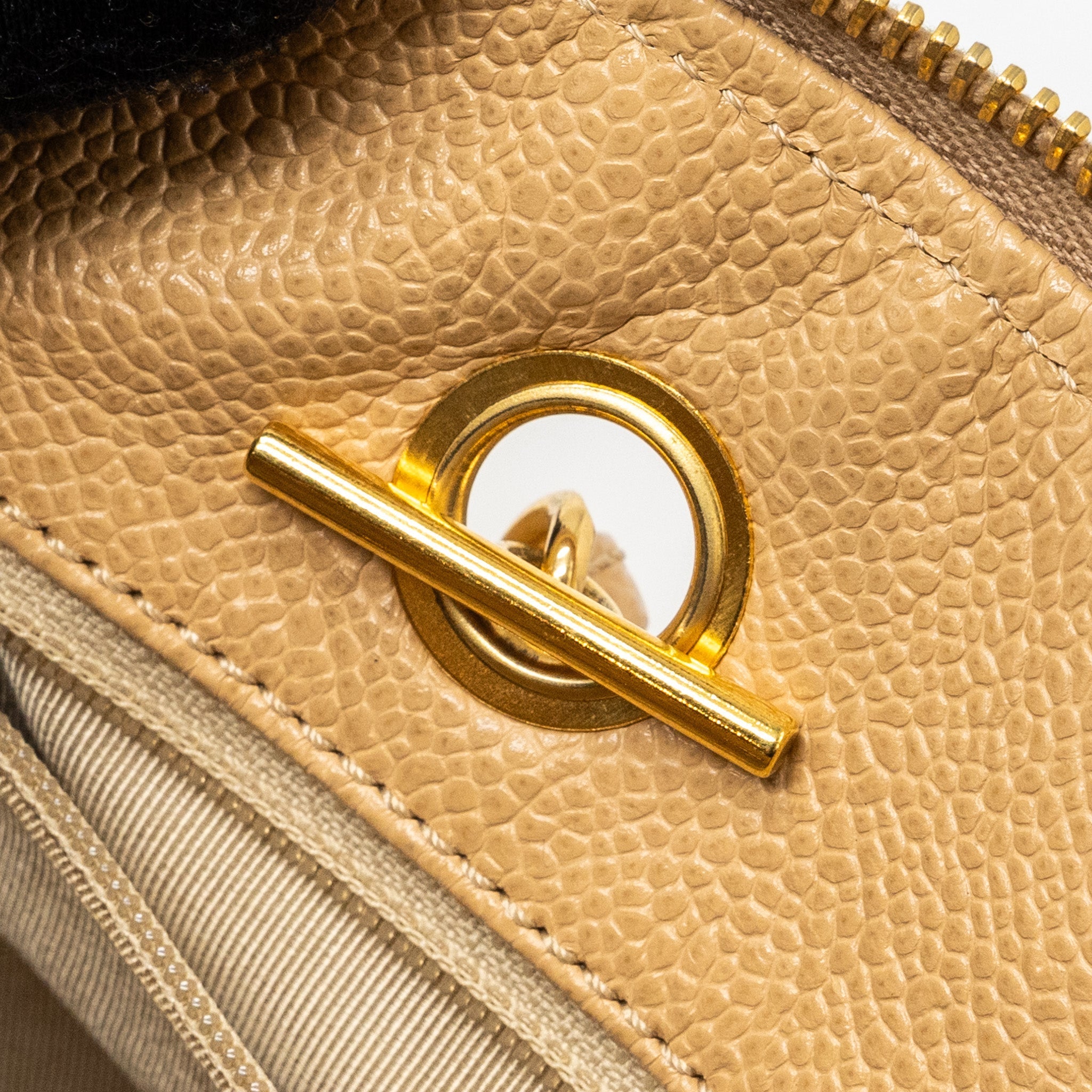 CHANEL VINTAGE TOTE BAG CAVIAR BEIGE GHW