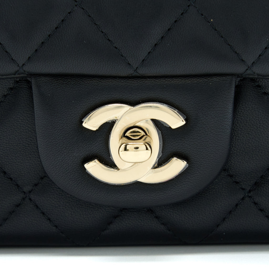 CHANEL MINI RECTANGULAR WITH COCO BAG CHARM LIMITED EDITION LAMBSKIN BLACK LGHW