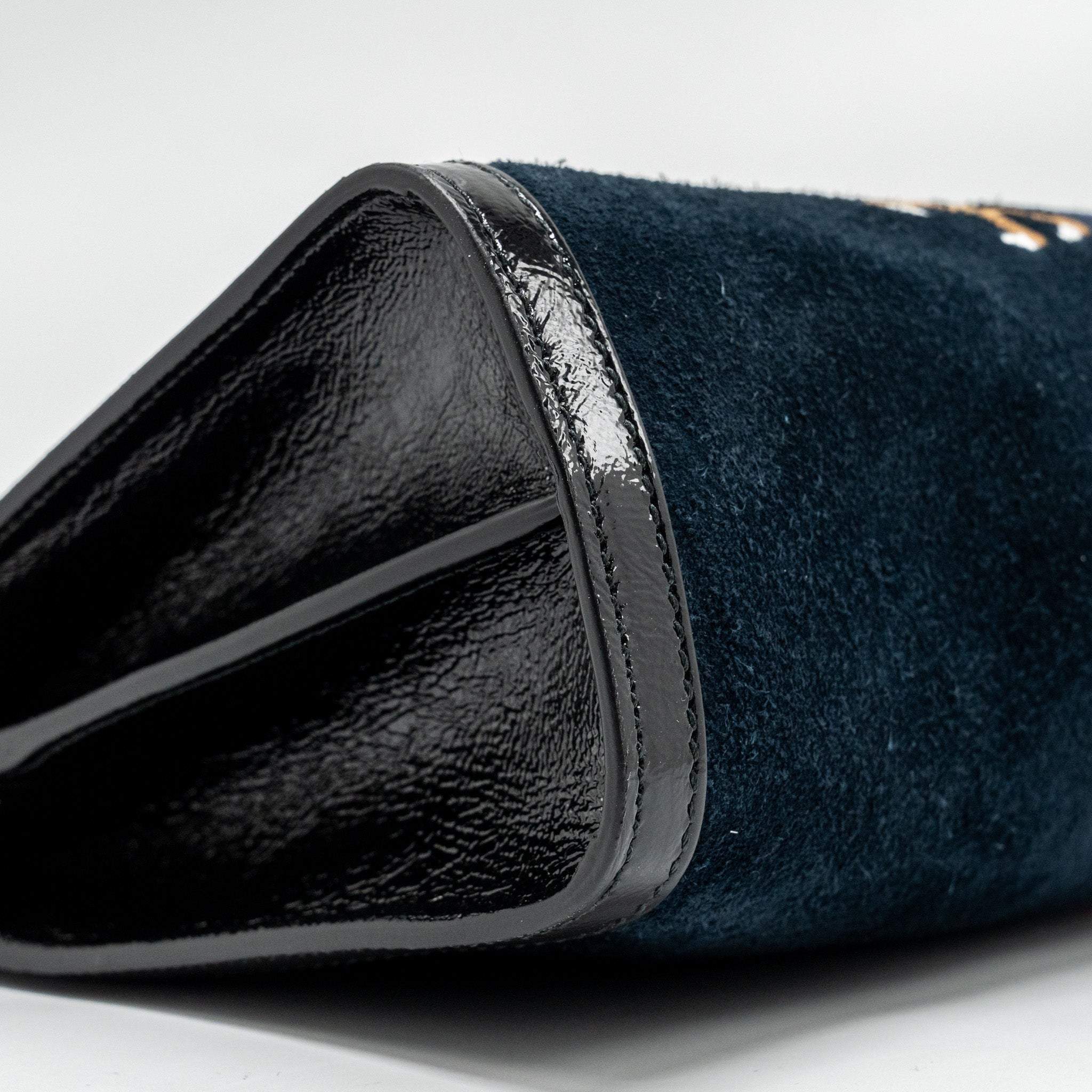 GUCCI OPHIDIA CHAIN BAG DRAGON EMBROIDERED SUEDE BLUE/BLACK/MULTICOLOUR GHW