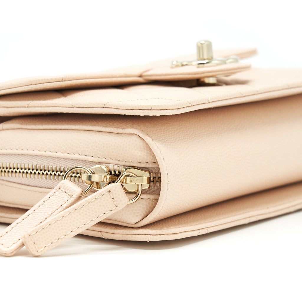 CHANEL 21K CROSSBODY BAG CAVIAR LIGHT BEIGE LGHW