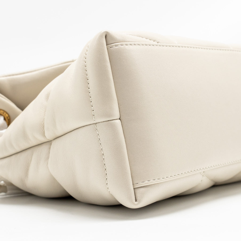 SAINT LAURENT/YSL SMALL LOULOU PUFFER SHOULDER BAG LAMBSKIN BLANC VINTAGE GHW