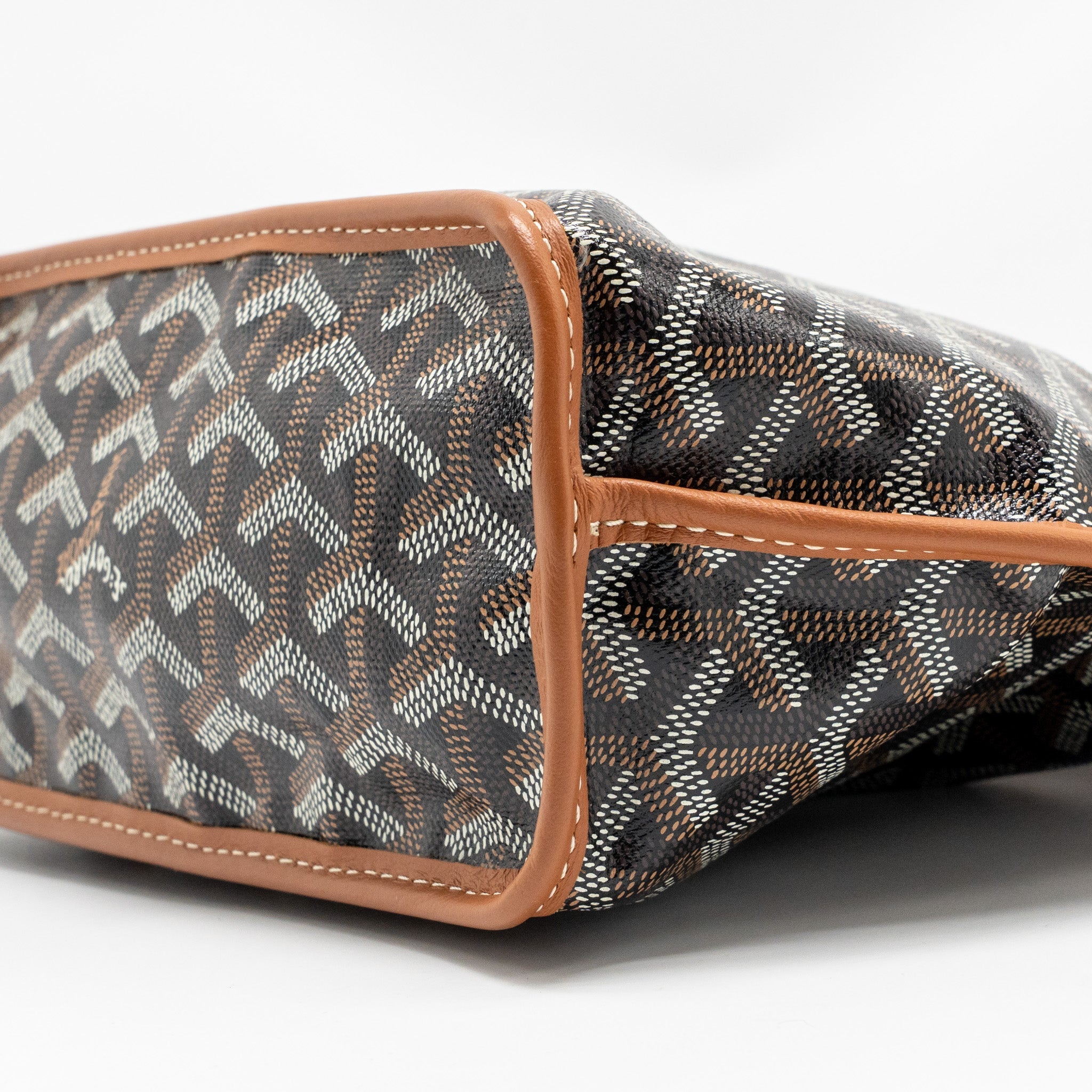 GOYARD MINI ANJOU TOTE BAG GOYARDLINE CANVAS / CALFSKIN TAN SHW