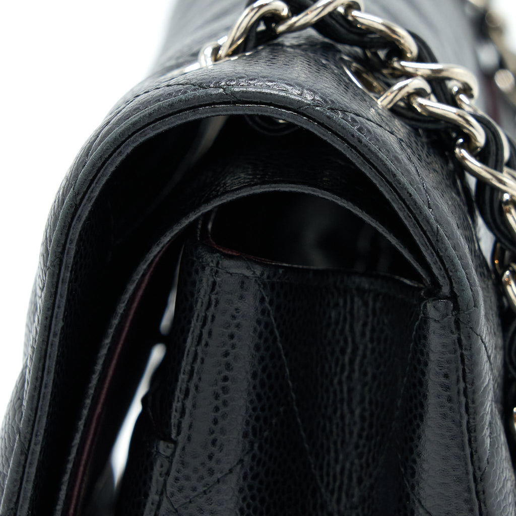 CHANEL CLASSIC JUMBO DOUBLE FLAP BAG CAVIAR BLACK SHW