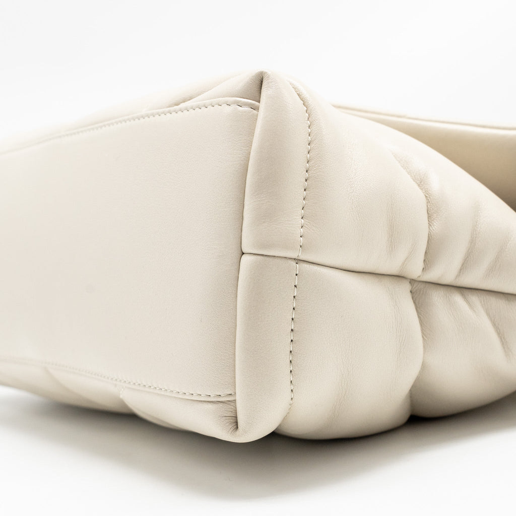 SAINT LAURENT/YSL SMALL LOULOU PUFFER SHOULDER BAG LAMBSKIN BLANC VINTAGE GHW