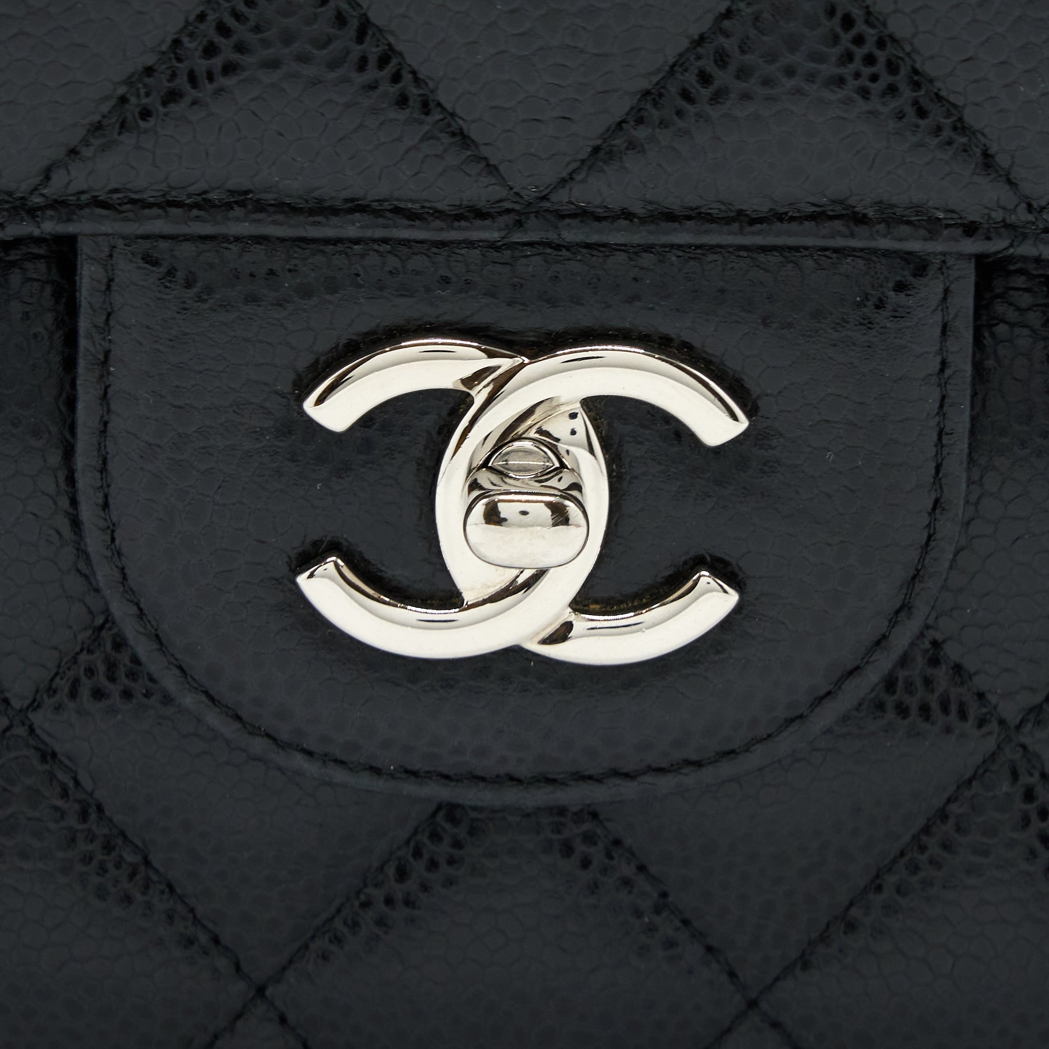 CHANEL CLASSIC JUMBO DOUBLE FLAP BAG CAVIAR BLACK SHW