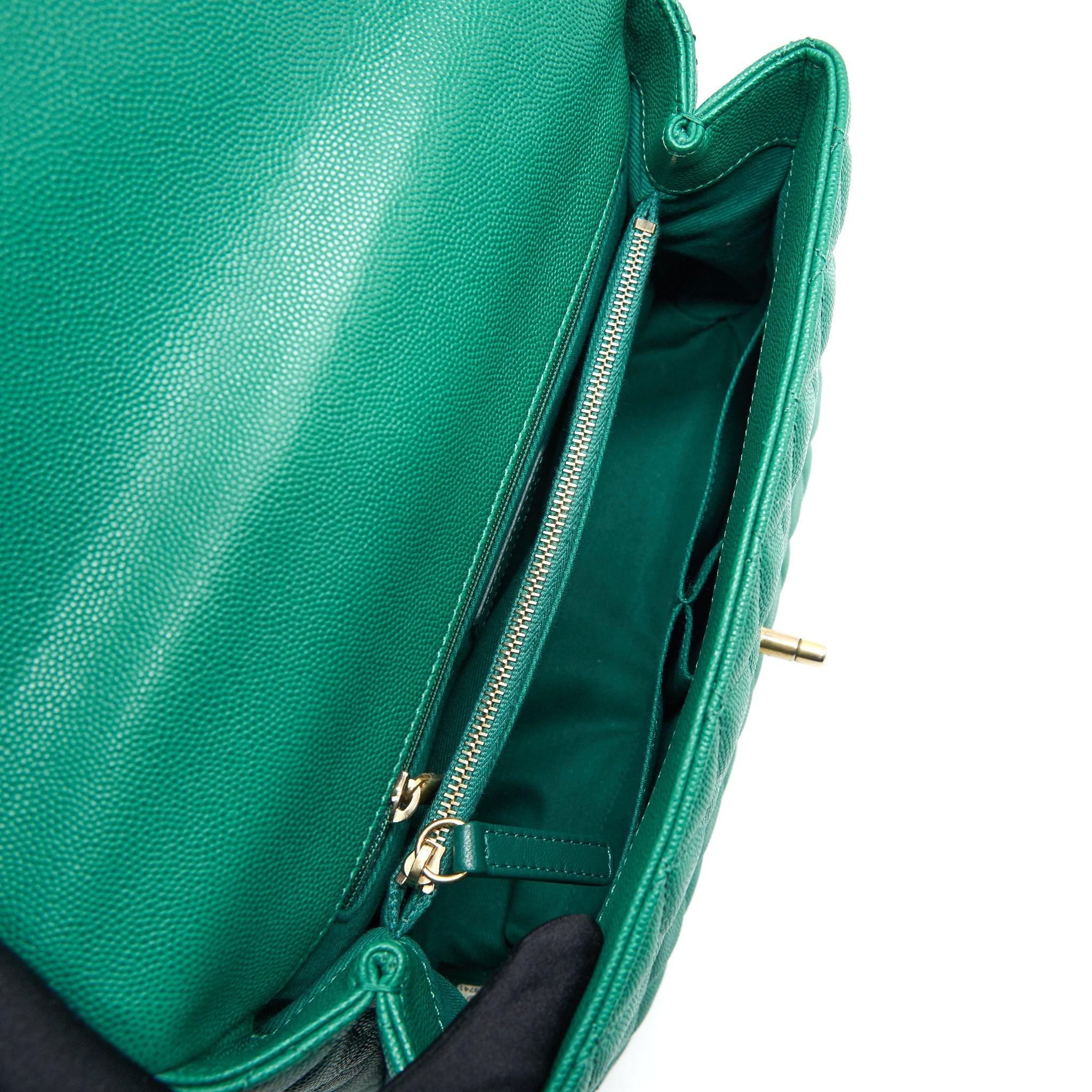 CHANEL COCOHANDLE FLAP BAG MEDIUM GREEN WITH GHW