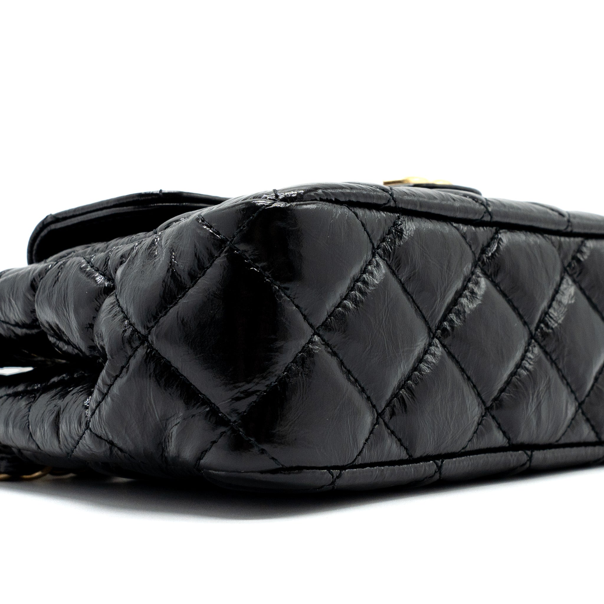 CHANEL 23C SMALL HOBO BAG SHINY CALFSKIN BLACK GHW (MICROCHIP)