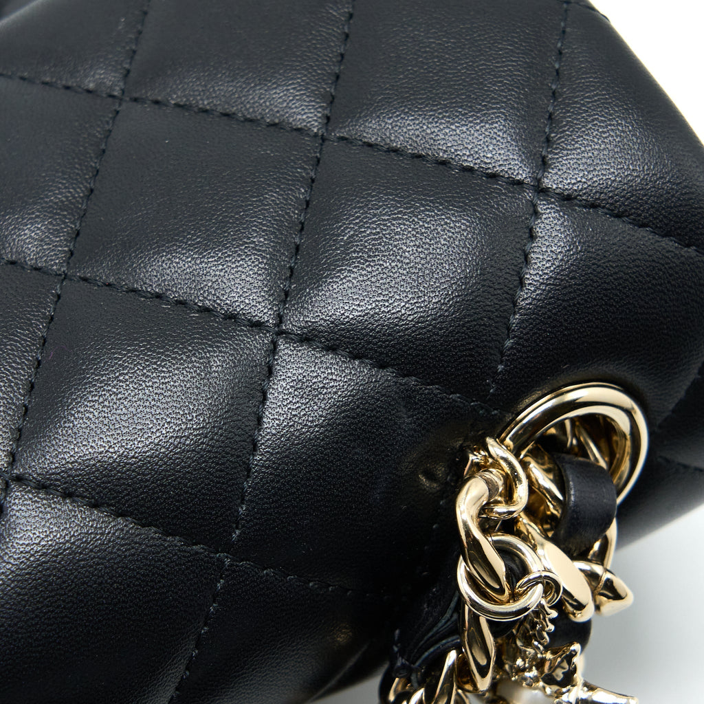 CHANEL MINI RECTANGULAR WITH COCO BAG CHARM LIMITED EDITION LAMBSKIN BLACK LGHW