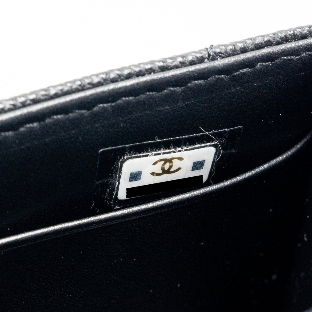 CHANEL MINI TOP HANDLE FLAP BAG CAVIAR BLACK LGHW (MICROCHIP)