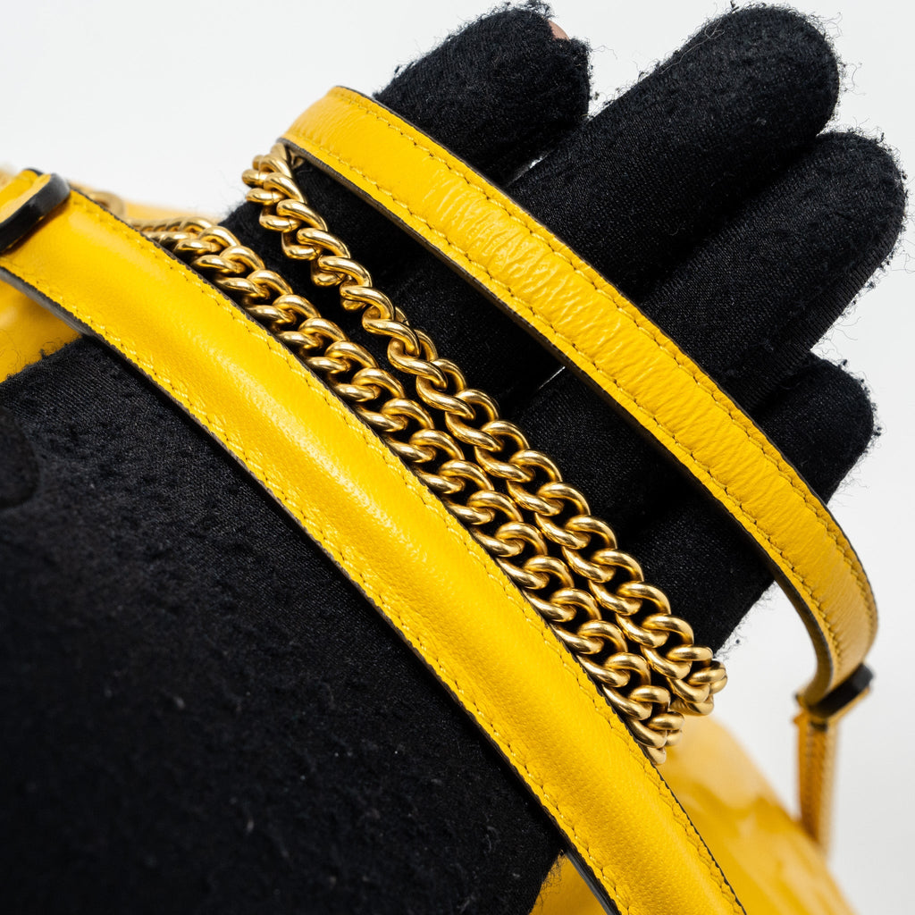 FENDI MINI BAGUETTE BAG NAPPA LAMBSKIN YELLOW GHW