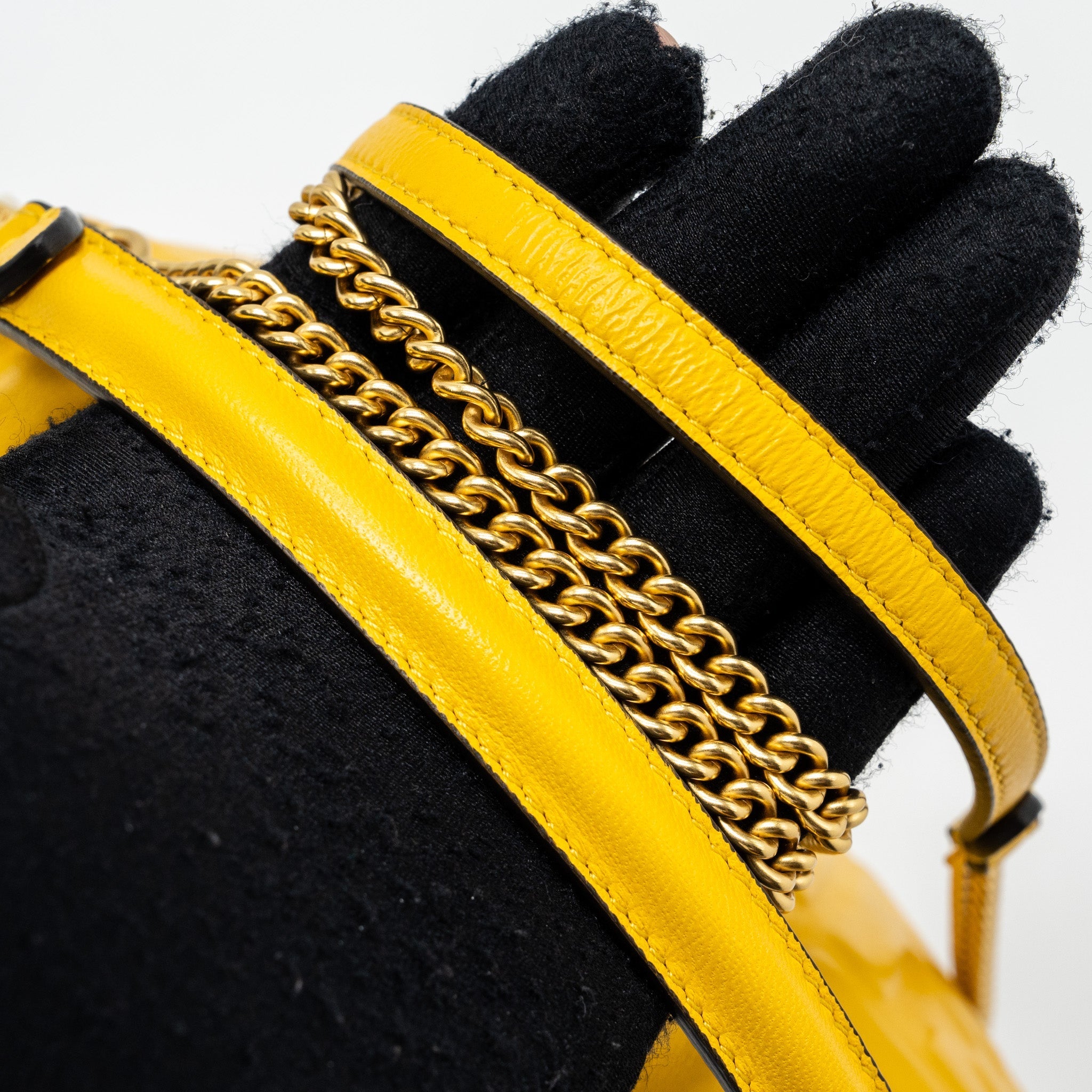 FENDI MINI BAGUETTE BAG NAPPA LAMBSKIN YELLOW GHW