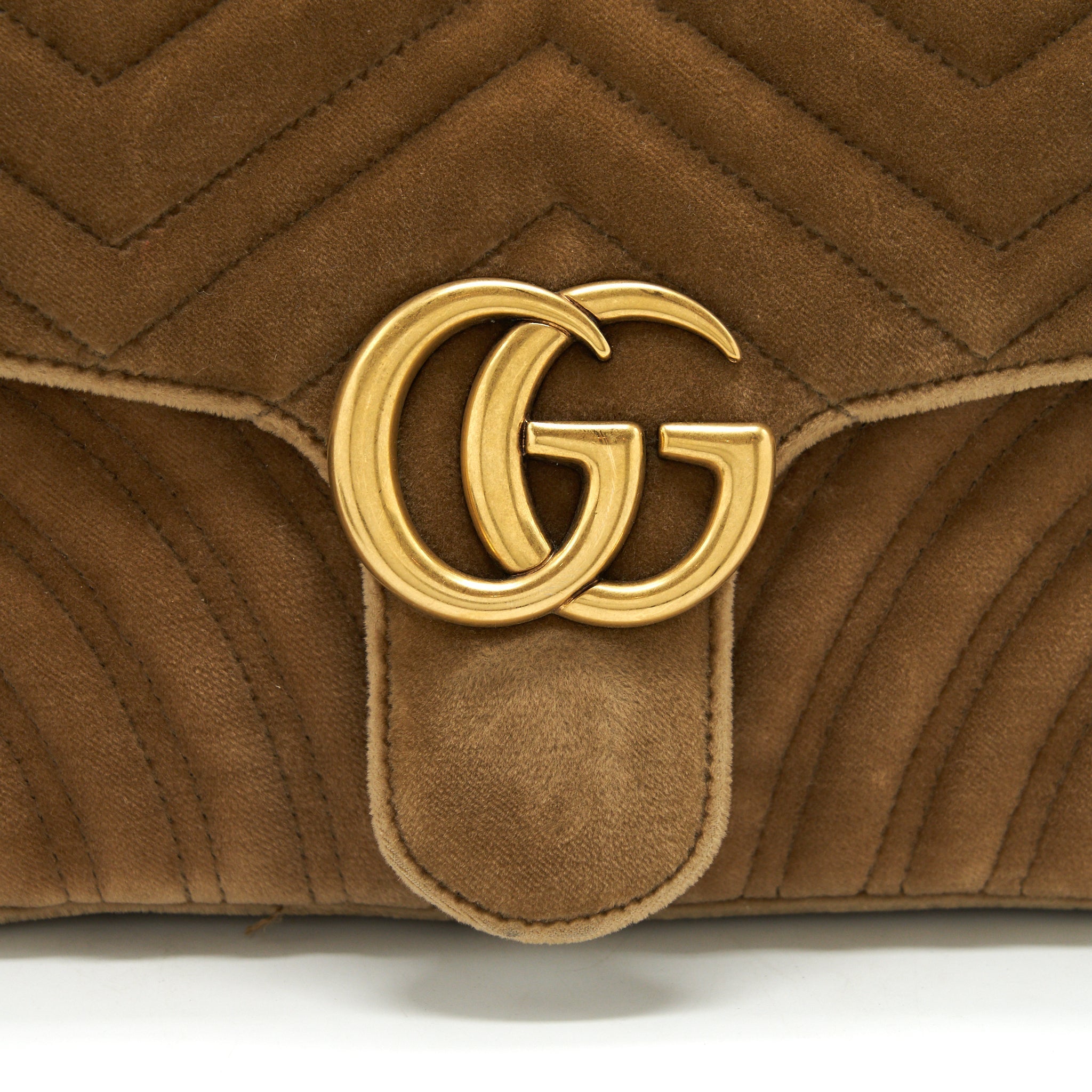 GUCCI MARMONT BAG VELVET GOLD TAN GHW