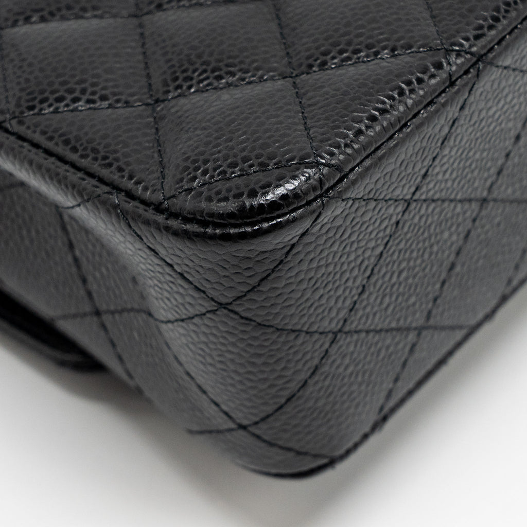CHANEL MEDIUM CLASSIC DOUBLE FLAP BAG CAVIAR BLACK SHW