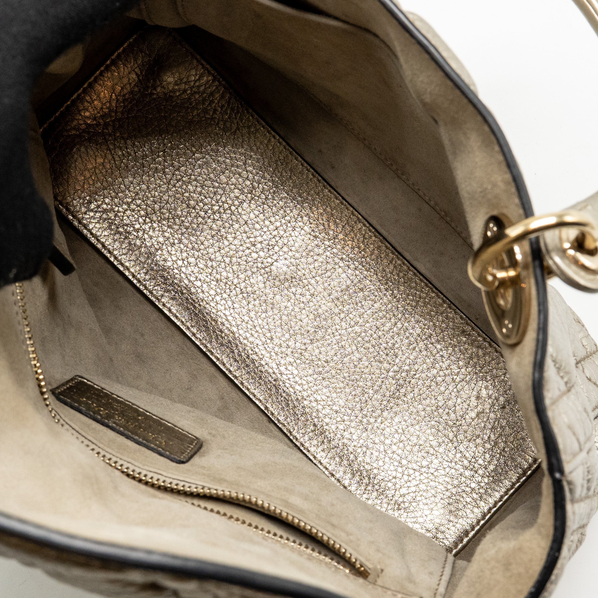 DIOR MEDIUM LADY DIOR CANNAGE CALFSKIN METALLIC GOLD LGHW