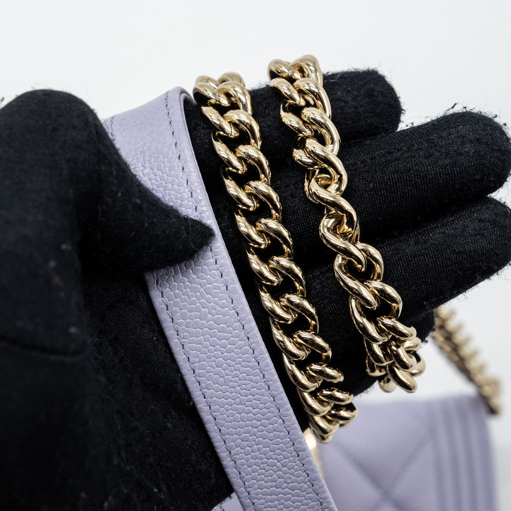 CHANEL BOY WALLET ON CHAIN CAVIAR LIALIC / LIGHT PURPLE LGHW (MICROCHIP)