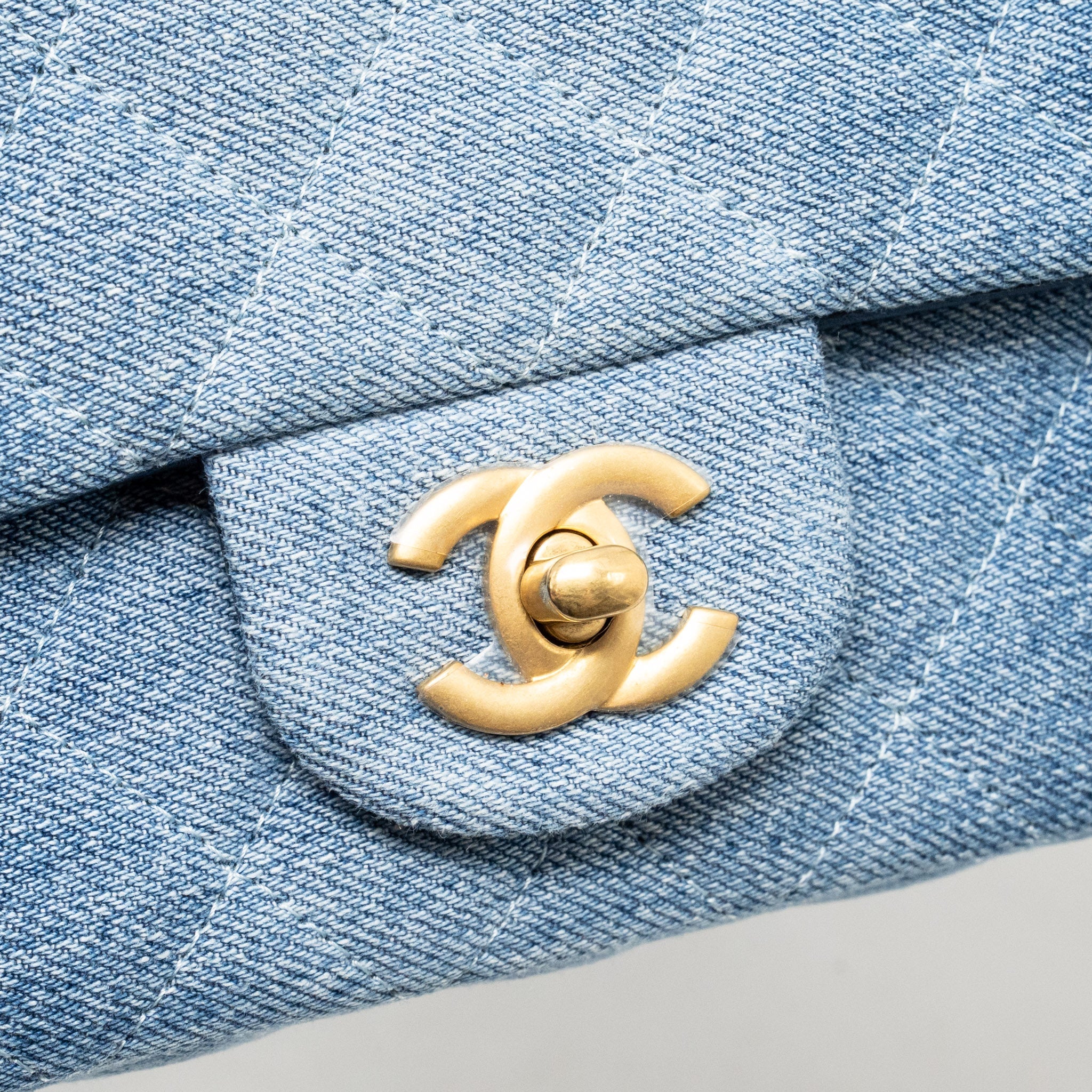 CHANEL MINI RECTANGULAR FLAP BAG DENIM BLUE GHW (MICROCHIP)