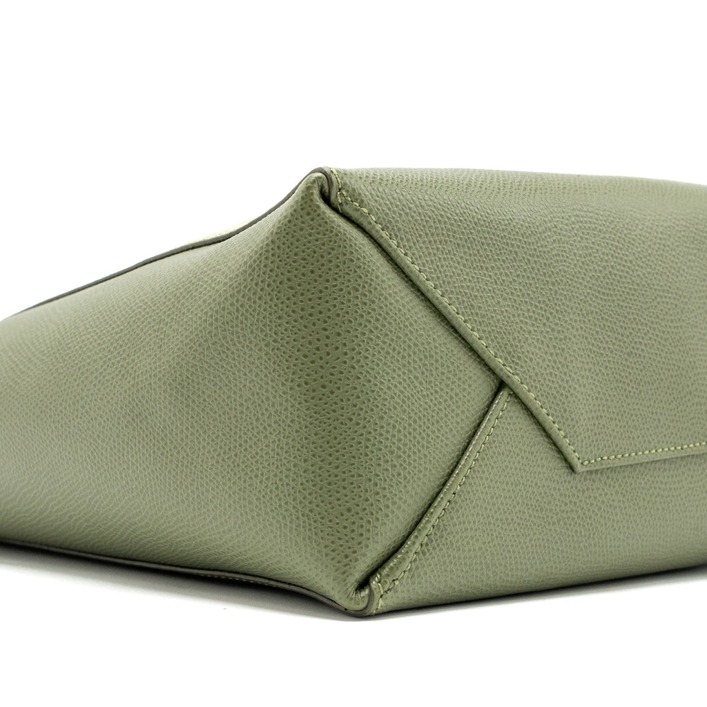 CELINE VERTICAL CABAS TOTE BAG GRAINED CALFSKIN GREEN GHW