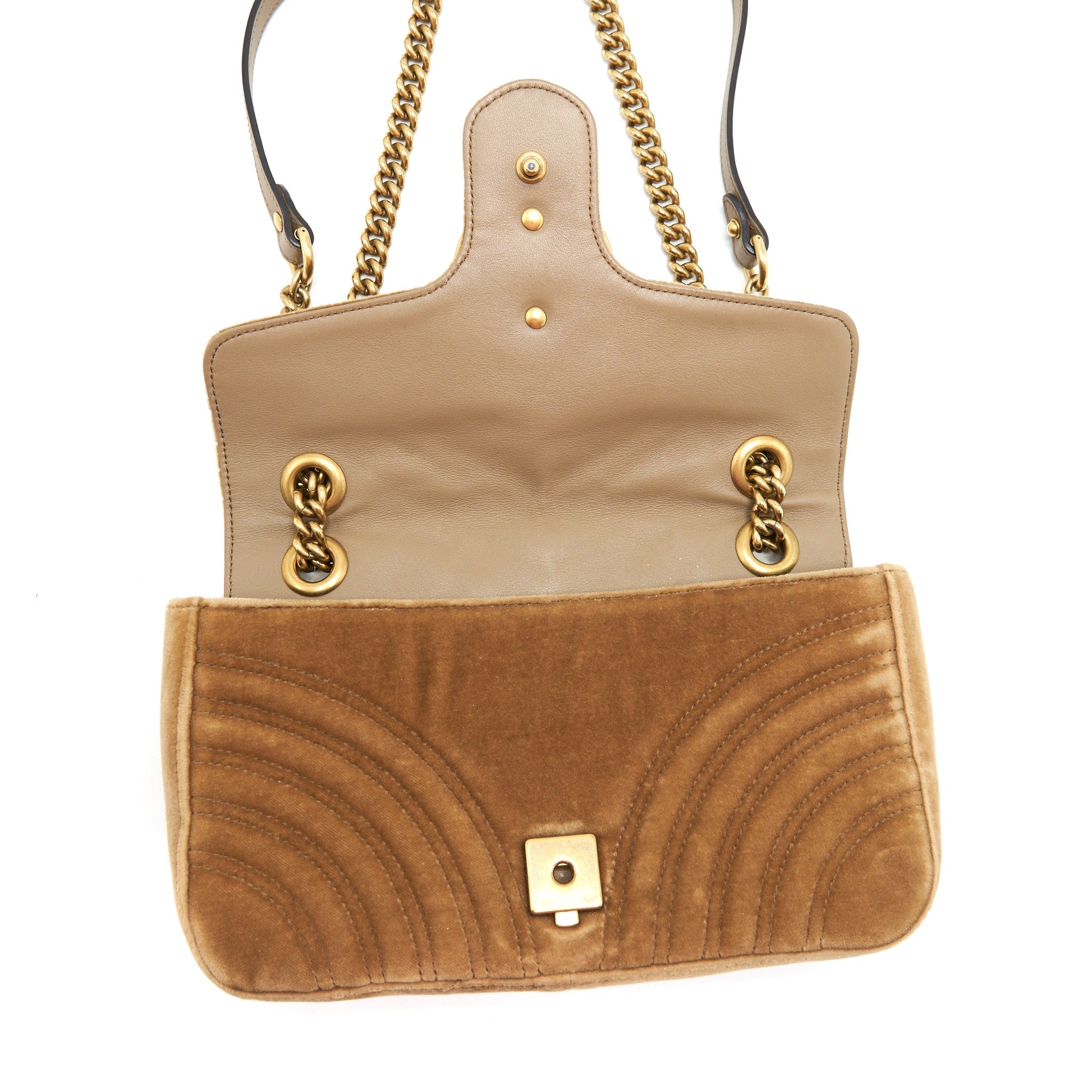 GUCCI MARMONT BAG VELVET GOLD TAN GHW