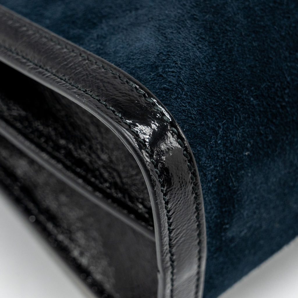 GUCCI OPHIDIA CHAIN BAG DRAGON EMBROIDERED SUEDE BLUE/BLACK/MULTICOLOUR GHW