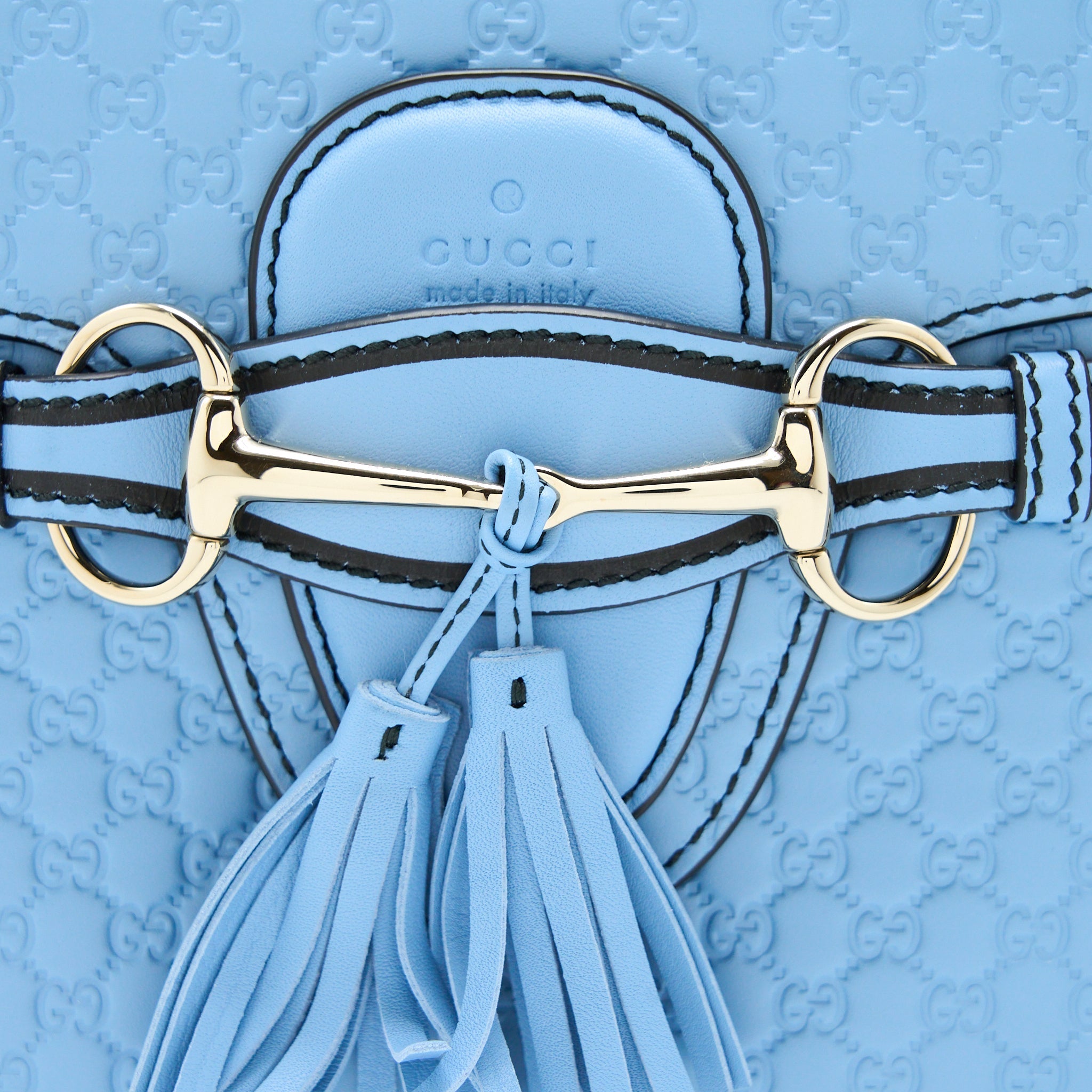 GUCCI EMILY CHAIN SHOULDER BAG CALFSKIN LIGHT BLUE SHW