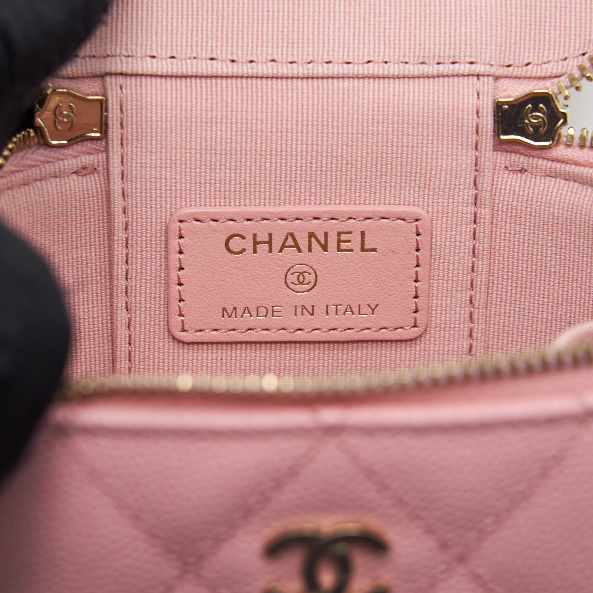 CHANEL 22C MINI VANITY WITH CHAIN CAVIAR PINK LGHW