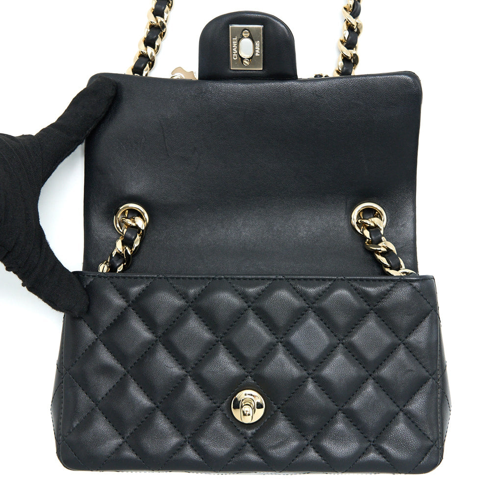 CHANEL MINI RECTANGULAR WITH COCO BAG CHARM LIMITED EDITION LAMBSKIN BLACK LGHW